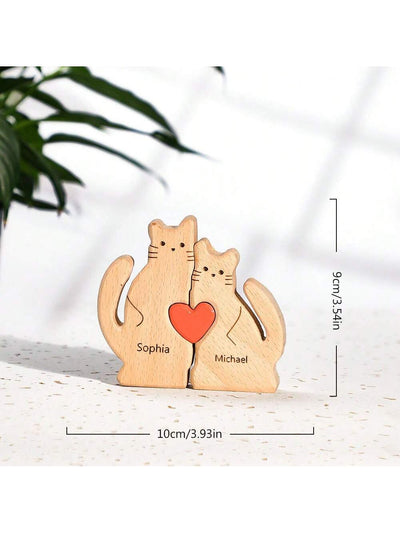 Customizable Wooden Cats Family Puzzle: The Perfect Personalized Home Decor & Gift for Any Occasion