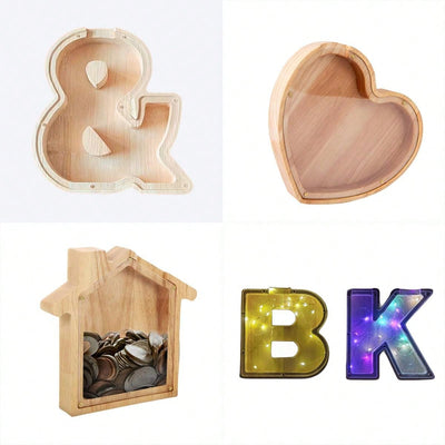 Exquisite Wooden Transparent Alphabet Piggy Bank: The Ultimate Gift for Babies and Couples