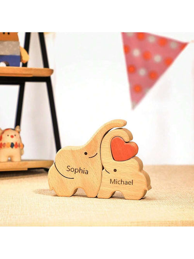 Customized Wooden Elephant Family Puzzle: Personalized Home Decor and Thoughtful Gifts for Every Occasion