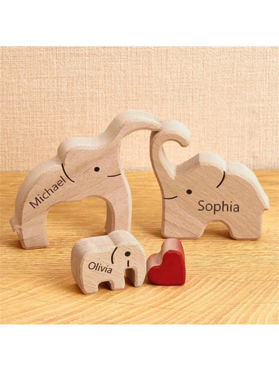 Customized Wooden Elephant Family Puzzle: Personalized Home Decor and Thoughtful Gifts for Every Occasion