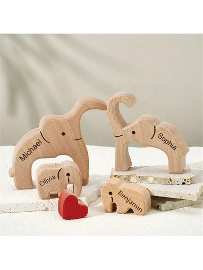 Customized Wooden Elephant Family Puzzle: Personalized Home Decor and Thoughtful Gifts for Every Occasion