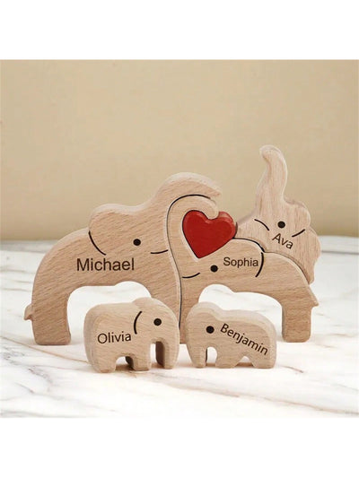 Customized Wooden Elephant Family Puzzle: Personalized Home Decor and Thoughtful Gifts for Every Occasion