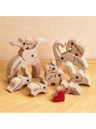 Customized Wooden Elephant Family Puzzle: Personalized Home Decor and Thoughtful Gifts for Every Occasion