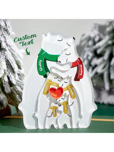 Customized Hugging Bear Family Acrylic Puzzle: Personalized Home Decor for Family, Perfect Gift for Every Occasion