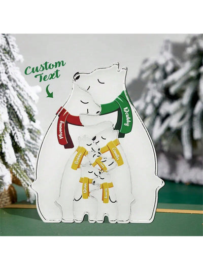 Customized Hugging Bear Family Acrylic Puzzle: Personalized Home Decor for Family, Perfect Gift for Every Occasion