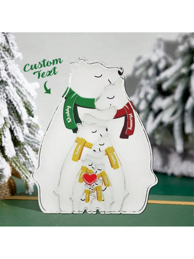 Customized Hugging Bear Family Acrylic Puzzle: Personalized Home Decor for Family, Perfect Gift for Every Occasion