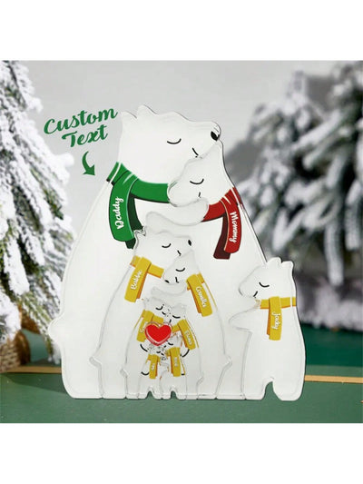 Customized Hugging Bear Family Acrylic Puzzle: Personalized Home Decor for Family, Perfect Gift for Every Occasion