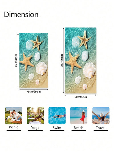 Luxe Starfish Shell Beach Towel: Ultra-Fine, Oversized & Highly Absorbent - Ideal for Travel, Pool, Yoga, Camping & More - Available in Various Sizes for Adults and Children