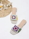 Stylish and Vibrant: Multicolored Embroidered Flat Heel Sandals for Fashionable Women