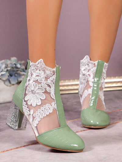 Statement Lace Mesh High Heel Boots: Elevate Your Style