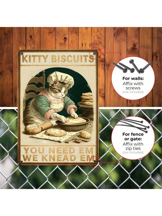 Kneading Poster: Cat's Sign Kittens Cookies - Vintage Home Wall Art Decor