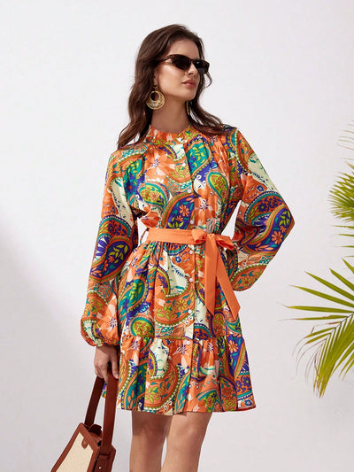 Floral Elegance: Women's Long Sleeve Dress for a Stylish