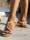 Summer Chic: Woven Flat Sandals with Anti-Slip Sole and Open Toe Design