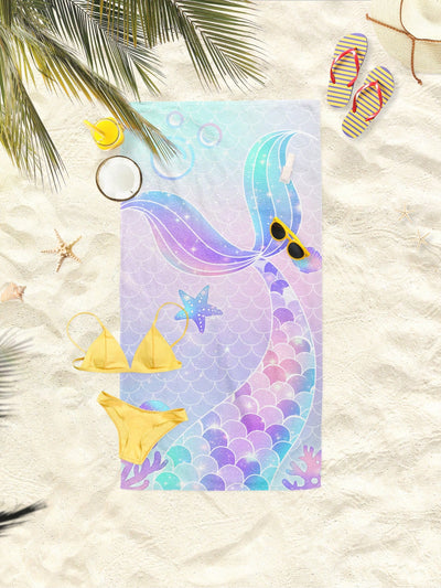 Mermaid Tail Microfiber Towel: Your Perfect Beach Companion for Traveling, Diving, Surfing, and Yoga - Available in Various Sizes for Adults and Children