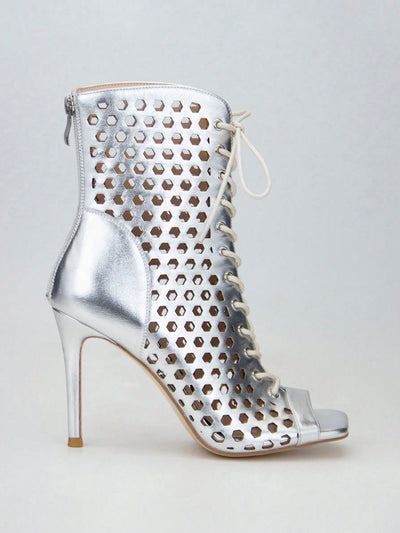 Diamond Diva Metallic Peep Toe Sandals: High Heels for Summer Parties