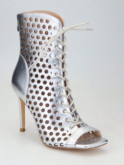 Diamond Diva Metallic Peep Toe Sandals: High Heels for Summer Parties