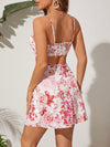 Blossoming Beauty: Floral Print Hollow Out Waist Cami Dress