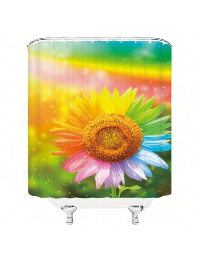 Multicolor Sunflower Plant Printed Shower Curtain: Bring Nature Into Your Bathroom