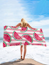 Striped Watermelon Beach Towel: Ultra Absorbent & Oversized for Travel, Swimming, Yoga, and More - Available in Various Sizes for Adults and Children