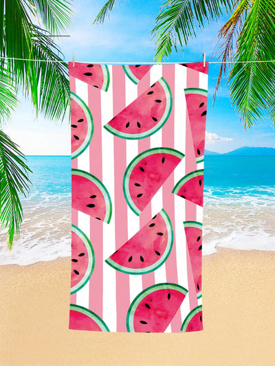 Striped Watermelon Beach Towel: Ultra Absorbent & Oversized for Travel, Swimming, Yoga, and More - Available in Various Sizes for Adults and Children