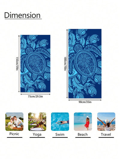 Blue Artistic Sea Turtle Oversized Beach Towel: The Perfect Travel Companion for Adults and Children