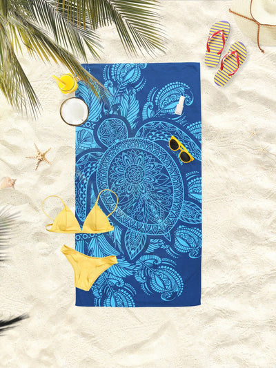 Blue Artistic Sea Turtle Oversized Beach Towel: The Perfect Travel Companion for Adults and Children