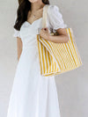 Chic and Playful Striped Contrast Color Tote Bag for Women: Your Ultimate Travel and Everyday Companion!