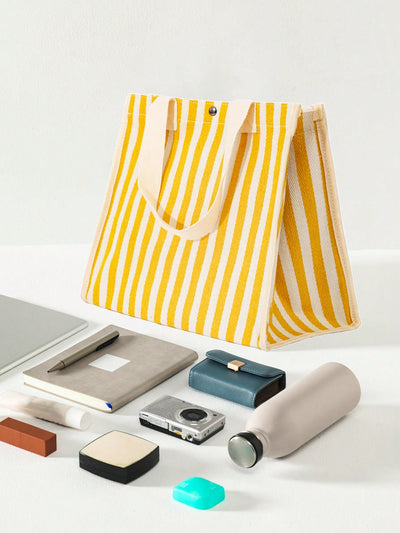 Chic and Playful Striped Contrast Color Tote Bag for Women: Your Ultimate Travel and Everyday Companion!