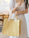 Chic and Playful Striped Contrast Color Tote Bag for Women: Your Ultimate Travel and Everyday Companion!