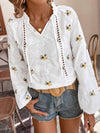 Frenchy Floral Bliss: Embroidered Balloon Sleeve Shirt for Your Summer Vacation