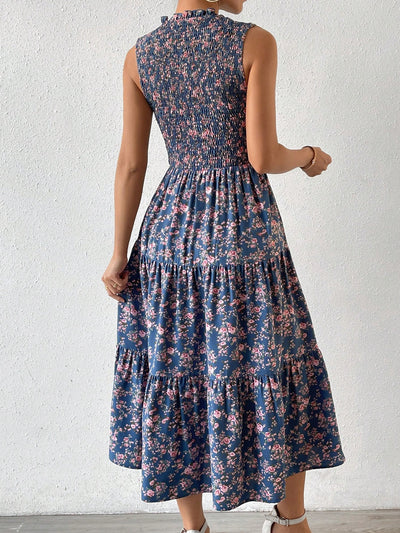 Summer Breeze: Small Floral Print Sleeveless Dress