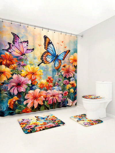 Fluttering Beauty Bathroom Set: Butterfly Lover Theme Decor