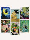 6-Piece Famous Paintings Wall Art Collection: Van Gogh and Black Cat Prints for Chic Living Room Decor