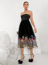 Enchanting Blooms: Women's Strapless Embroidered Floral Dress