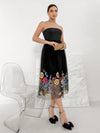 Enchanting Blooms: Women's Strapless Embroidered Floral Dress