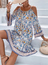 Garden Dreaming: Women's Off-Shoulder Floral Print Trumpet Sleeves Dress