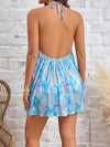 Summer Blossom: Women's Floral Printed Halter Neck Backless Dress