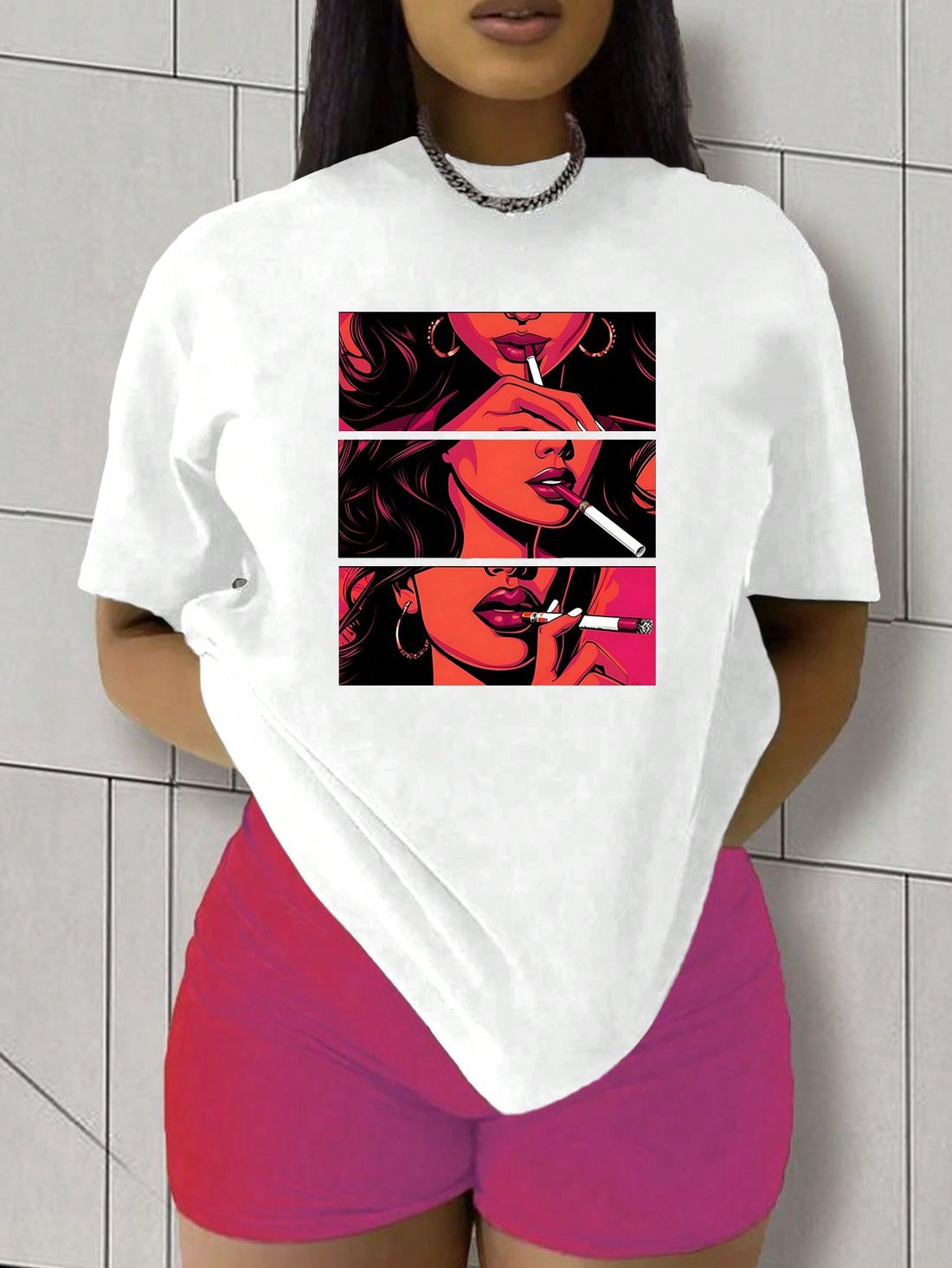 Character Patterned Plus Size T-Shirt: Slayr Summer Style