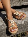 Summer Chic: Woven Flat Sandals with Anti-Slip Sole and Open Toe Design