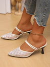 Stylish Plus Size Women's High Heel Slip-On Shoes with Soft Beige Checkered Pattern - Perfect for Any Occasion