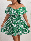 Pretty in Plant Prints: Off-Shoulder Plus Size Dress