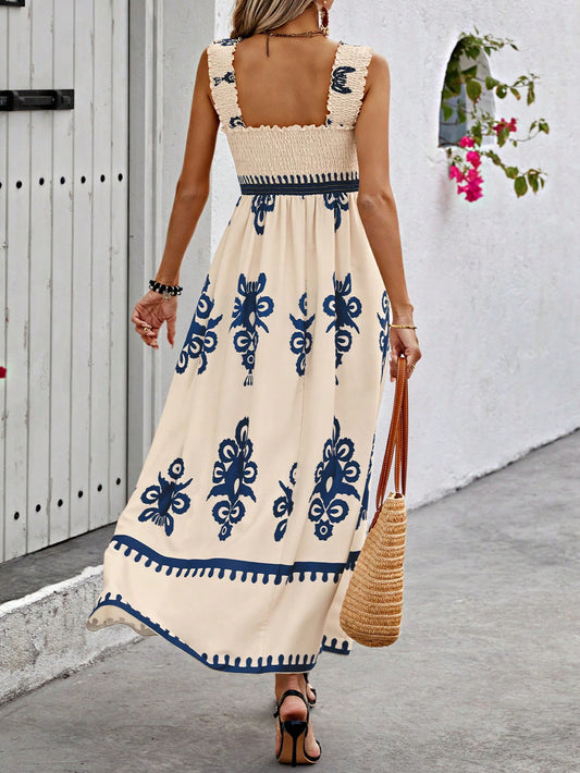 Summertime Chic: Women's Floral Print A-Line Sleeveless Dress