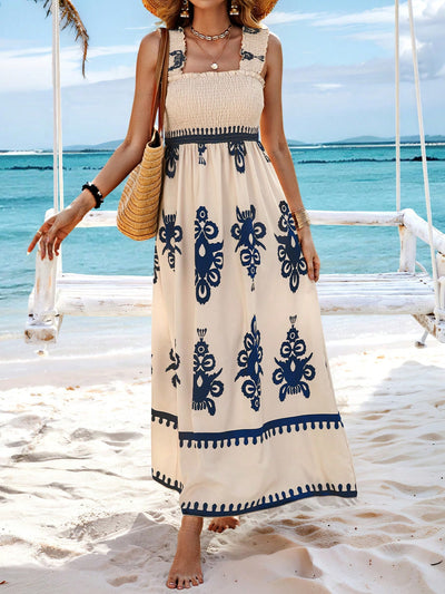 Summertime Chic: Women's Floral Print A-Line Sleeveless Dress