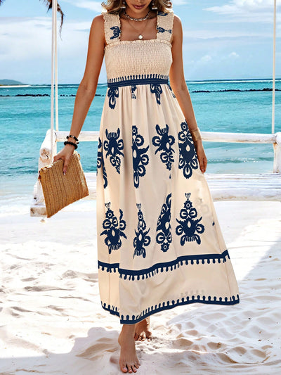 Summertime Chic: Women's Floral Print A-Line Sleeveless Dress