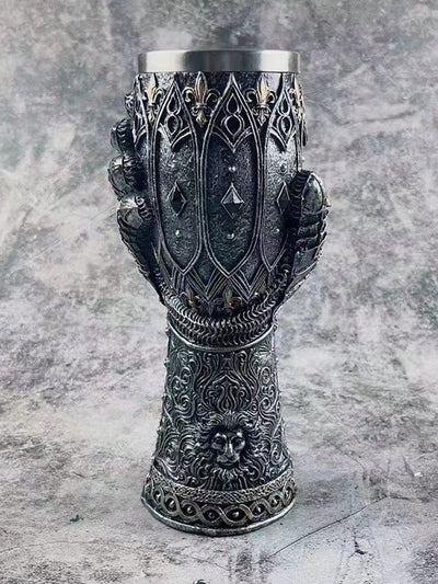 Medieval Knight Wine Glass: Elegant Resin and Stainless Steel Cup for Whiskey, Cocktails, and More