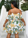 Pretty in Plant Prints: Off-Shoulder Plus Size Dress