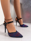 Multicolor Rhinestone Stiletto Heels: Sparkle and Shine with Cutout Pointed Toe