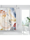 This stylish marble pattern <a href="https://canaryhouze.com/collections/shower-curtain" target="_blank" rel="noopener">shower curtain</a> features blue and orange stripes to elevate your bathroom decor. Made with a durable liner, it measures 180x180cm for full coverage. Add a touch of sophistication and functionality to your daily routine.