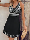 Chic and Trendy: Women's Geometric Printed Sleeveless V-Neck Dress