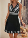 Chic and Trendy: Women's Geometric Printed Sleeveless V-Neck Dress